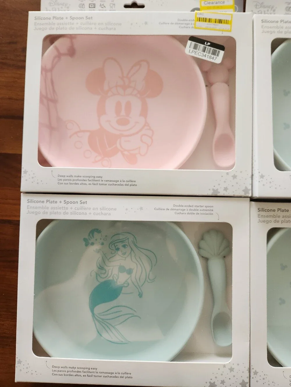 ✨️4 pack of Disney silicone plates and spoon set mickey minnie little mermaid - Picture 2 of 3